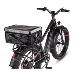 Electric bike with rear basket and Rad's large basket bag