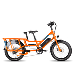 An orange RadWagon with a black Deckhand handlebar mounted in the rear where a passenger would sit