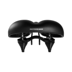 A close-up view of the rear of a matte black Enhanced Comfort Saddle, illustrating the cushion of the saddle and the springs mounted underneath it