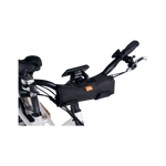 Close-up of the Roadside Repair Tool Kit mounted on the handlebars of an ebike. 