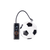 Rad Portable Tire Inflator automatically inflating a black and white soccer ball. 